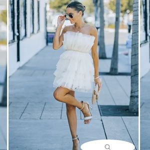 vici lille strapless tulle mini dress - XS cream